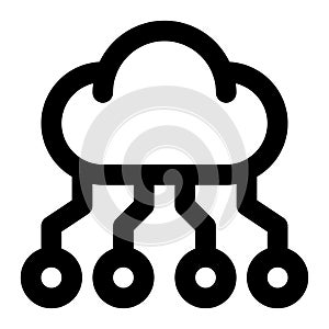 Cloud Technology, Cloud System, Cloud Computing Outline Icon