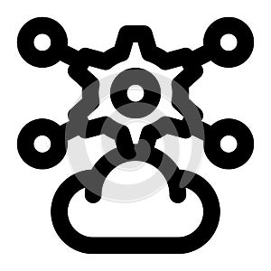 Cloud Infrastructure, Cloud Computing, Cloud Service Outline Icon