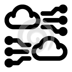 Multi Cloud, Hybrid Cloud, Cloud Computing Outline Icon