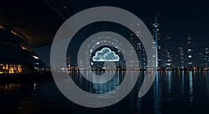 Cloud Computing Over Futuristic Cityscape