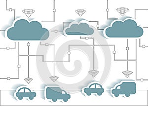 Cloud Computing Paper Cutout Stickers Cars and Trucks WIFI Network