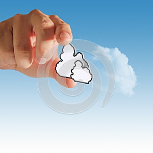 Cloud computing pixel icon