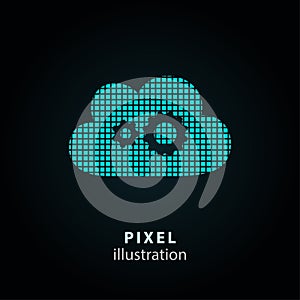 Cloud computing - pixel illustration.