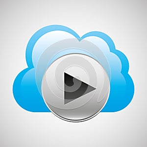 Cloud computing play button multimedia