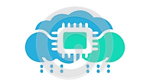 Cloud Computing Processor Chip Icon, vector design Generative AI