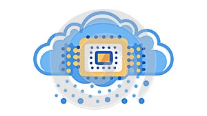 Cloud Computing Processor, Digital Data Storage, vector design Generative AI