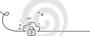 Cloud computing protection line icon. Internet data storage sign. Continuous line with curl. Vector