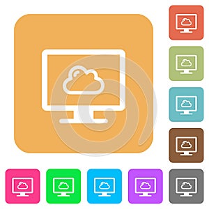 Cloud computing rounded square flat icons