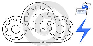 Cloud Computing with Gears and Lightning Bolt Power and Technology