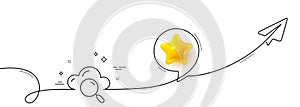 Cloud computing search line icon. Internet data storage sign. Continuous line with plane. Vector