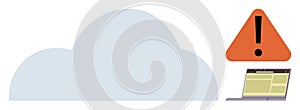 Cloud Computing Security Alert with Laptop and Warning Signal