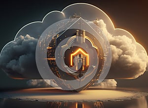 Cloud Computing Security Concept. Generative AI