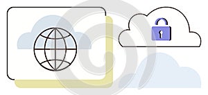 Cloud Computing Security Concept with Global Network and Secure Access Lock Symbol