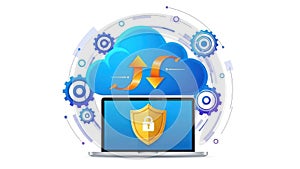 Cloud computing security concept isolated on white background