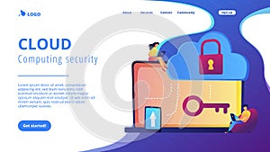 Cloud computing security concept landing page.