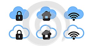 Cloud Computing Security and Connectivity Icon Set