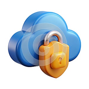 Cloud Computing Security 3D icon Representing Secure Data Storage and Cyber Protection