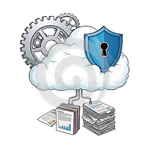 Cloud computing security and data storage concept