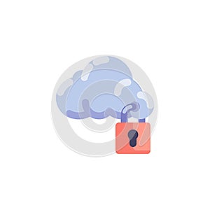 Cloud computing security flat icon