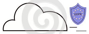 Cloud Computing Security with GDPR Compliance Shield Highlighting Data Protection