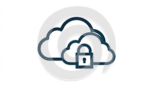 Cloud Computing Security Icon Locked Cloud Storage Safety Concept