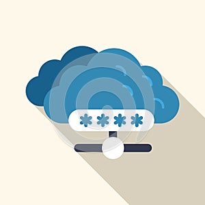 Cloud computing security with password protection displaying secure data storage