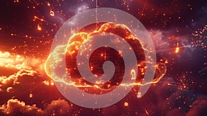 Cloud computing security, protecting digital assets in the cloud with encryption and padlocks