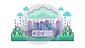 Cloud Computing Server City Technology Concept, vector design Generative AI