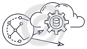 Cloud Computing with Server and Clock, Efficient Data Management, vector design Generative AI