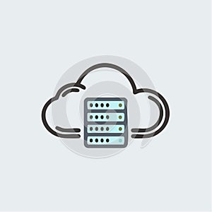 Cloud Computing Server and Data Hosting Icon (1