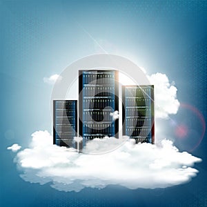 Cloud computing. Server for data storage.