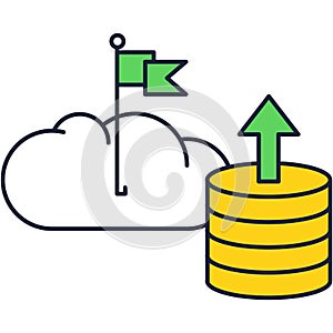 Cloud computing server data storage service icon