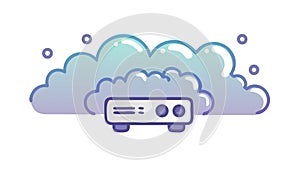 Cloud Computing Server Infrastructure Data Storage, vector design Generative AI