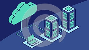 Cloud Computing Server Infrastructure, Global Data Network Technology, vector design Generative AI