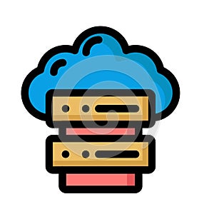 Cloud computing server Isolated Vector icon which can easily modify or edit