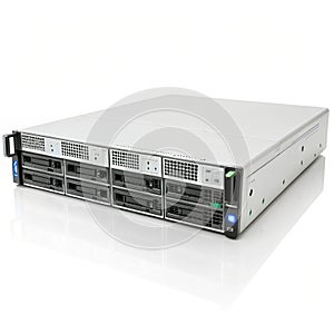 Cloud computing server isolated on white photo