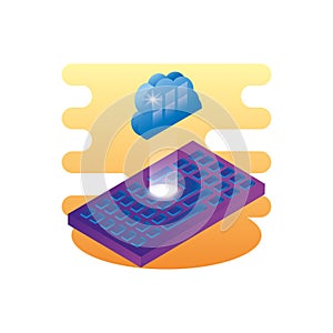 cloud computing server with keyboard