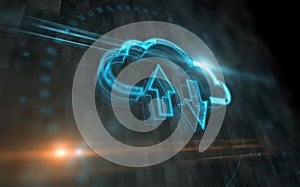 Cloud computing server storage symbol digital concept 3d illustration