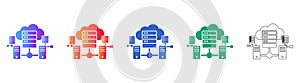Cloud Computing Server Network Data Storage Icons Set