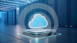 Cloud Computing Server Room Futuristic Data Center Technology Concept AI generated.