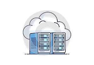 Cloud computing servers isolated on white background