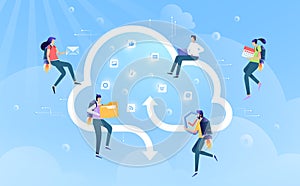 cloud computing service, group of people working together