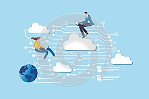 Cloud computing service, online network server or database system, digital information connection, storage backup innovation,