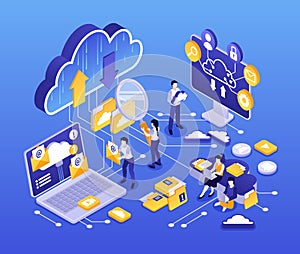 Cloud computing services composition in isometric style