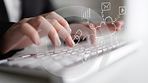 Cloud Computing Services Ecosystem and Network Doodle Motif