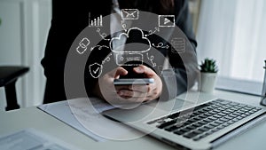 Cloud Computing Services Ecosystem and Network Doodle Motif