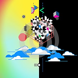 Cloud computing services, technology metaphor. Abstract illustration