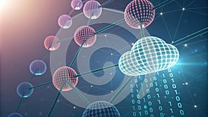 Cloud computing sharing data through network of connected spheres