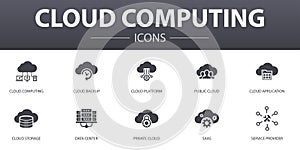 Cloud computing simple concept icons set