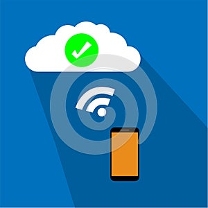 Cloud computing with smart phone flat design modern illus